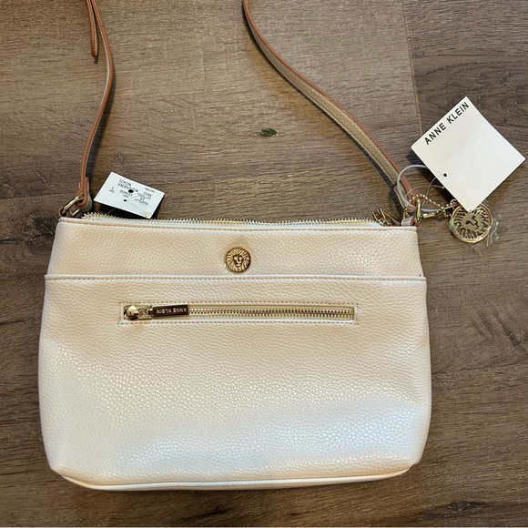 Anne Klein Cream Crossbody Bag with Adjustable Strap - Picture 2 of 6